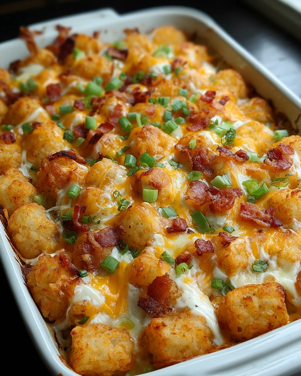 Easy Chicken Bacon Ranch Tater Tot Casserole