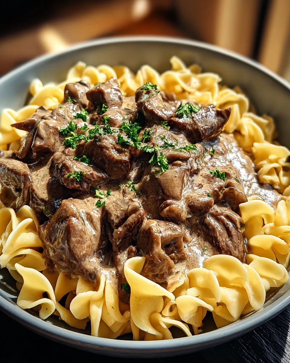 Beef Stroganoff with Egg Noodles