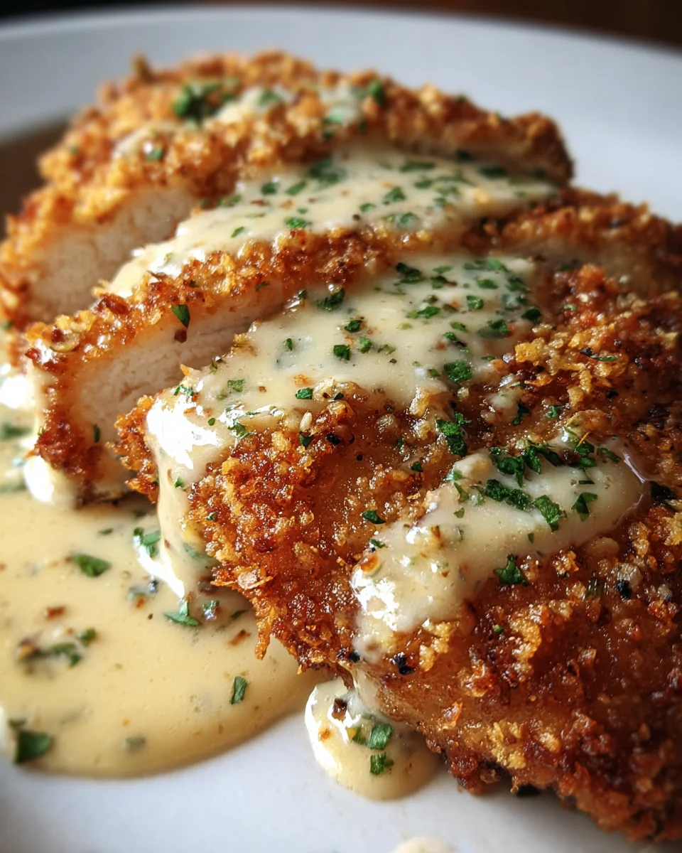 Crispy Parmesan Chicken with a Rich Garlic Sauce 17 Crispy