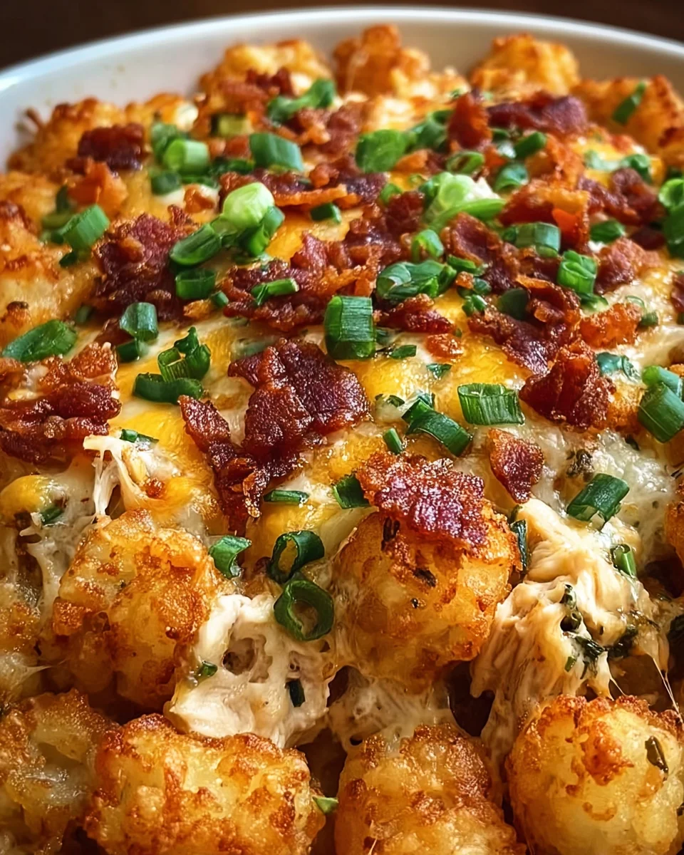 Easy Chicken Bacon Ranch Tater Tot Casserole