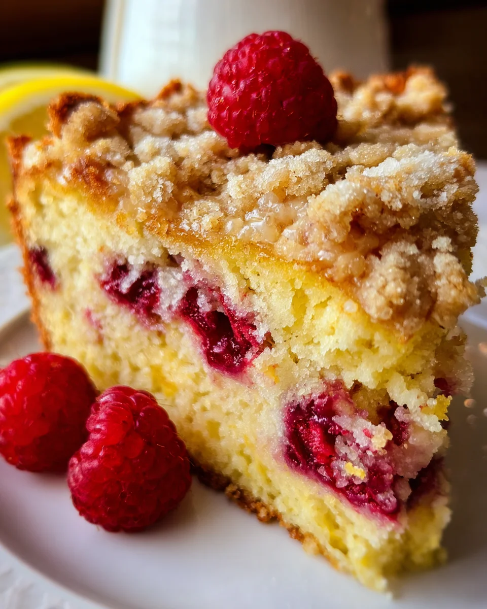 Easy Lemon Raspberry Cake with Crumb Topping
