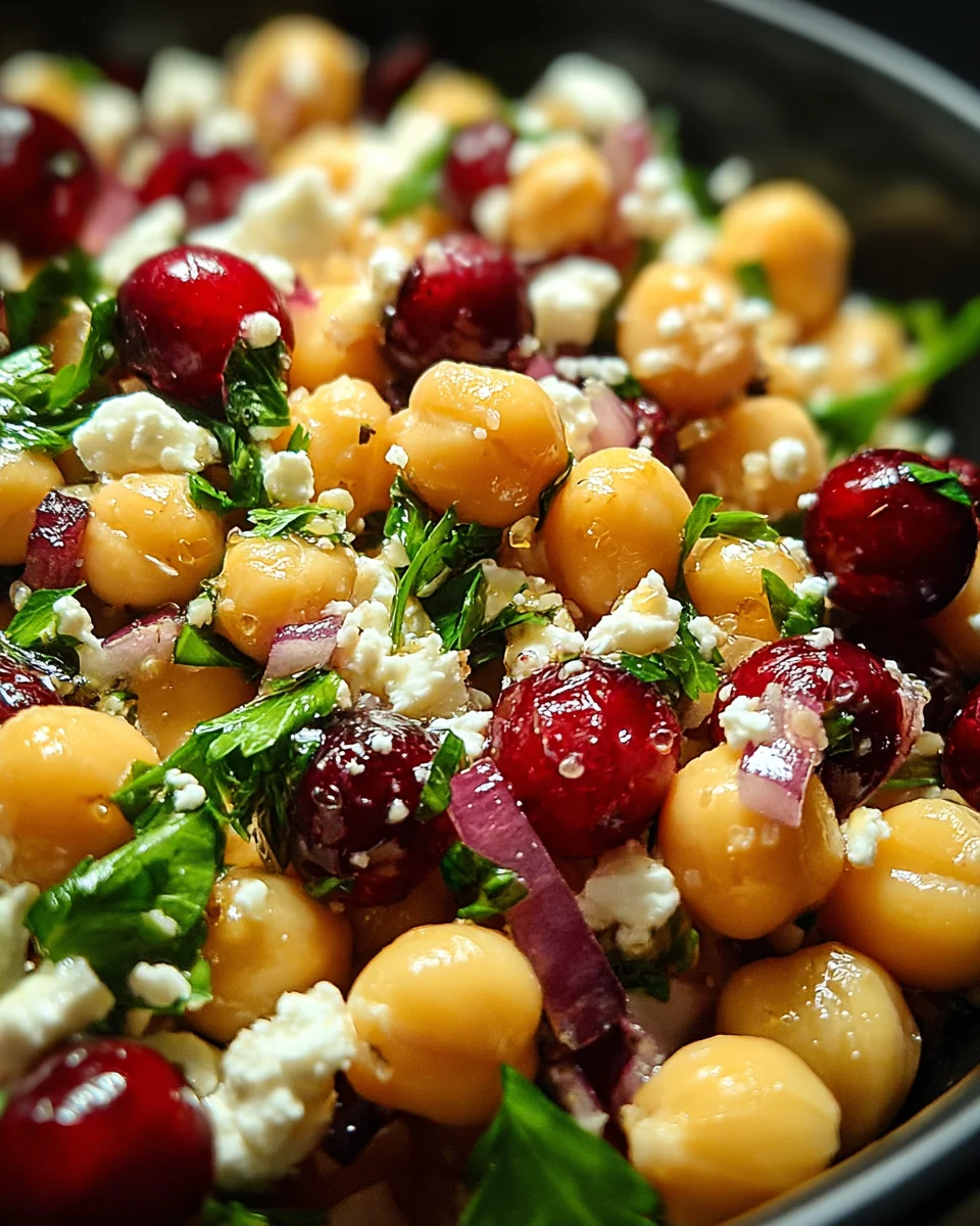 Feta & Cranberry Chickpeas with Lemon Vinaigrette