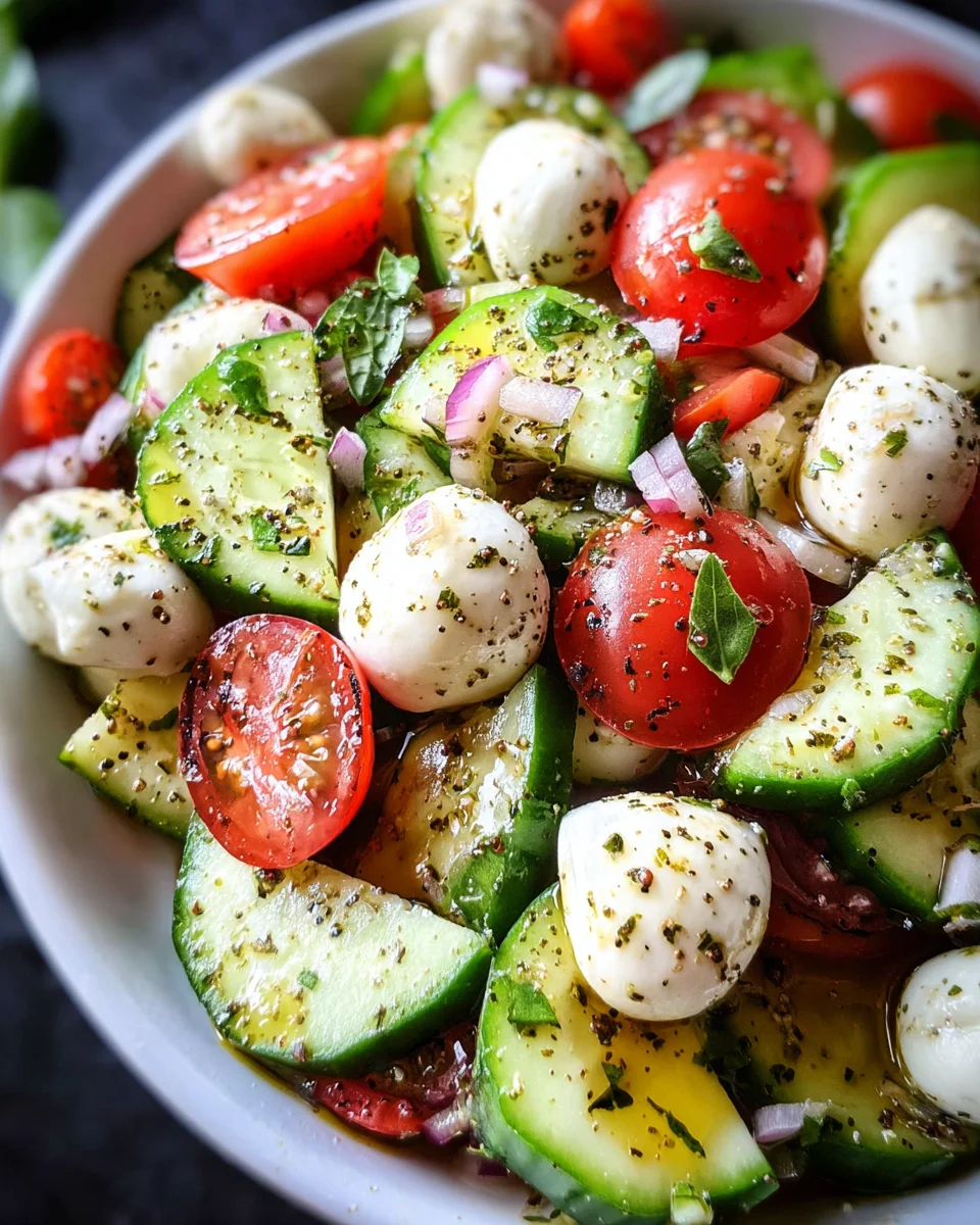 Fresh Cucumber Caprese Salad