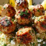 Greek Chicken Meatballs with Lemon Orzo 26 Greek Chicken Meatballs with Lemon Orzo