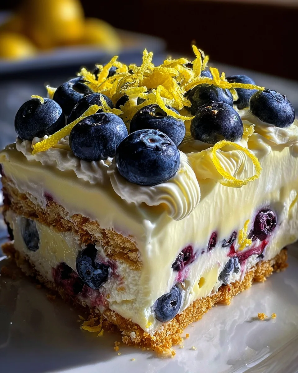 No-Bake Lemon dazzling Blueberry cream Cake