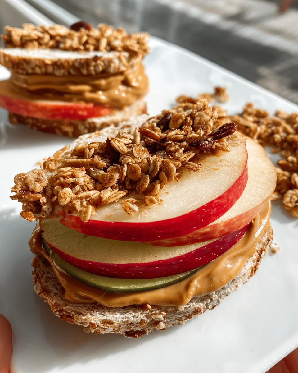 Peanut Butter Apple Sandwiches with Granola 12 Peanut