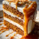 Pumpkin Cake with Cream Cheese Frosting and Salted Caramel Drizzle 32 Pumpkin Cake with Cream Cheese Frosting and Salted Caramel Drizzle