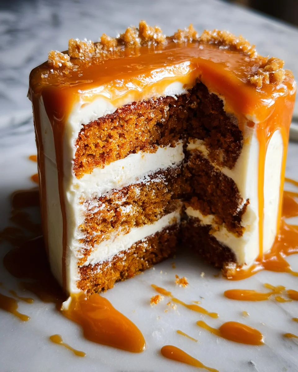Pumpkin Cake with Cream Cheese Frosting and Salted Caramel Drizzle 31 Pumpkin