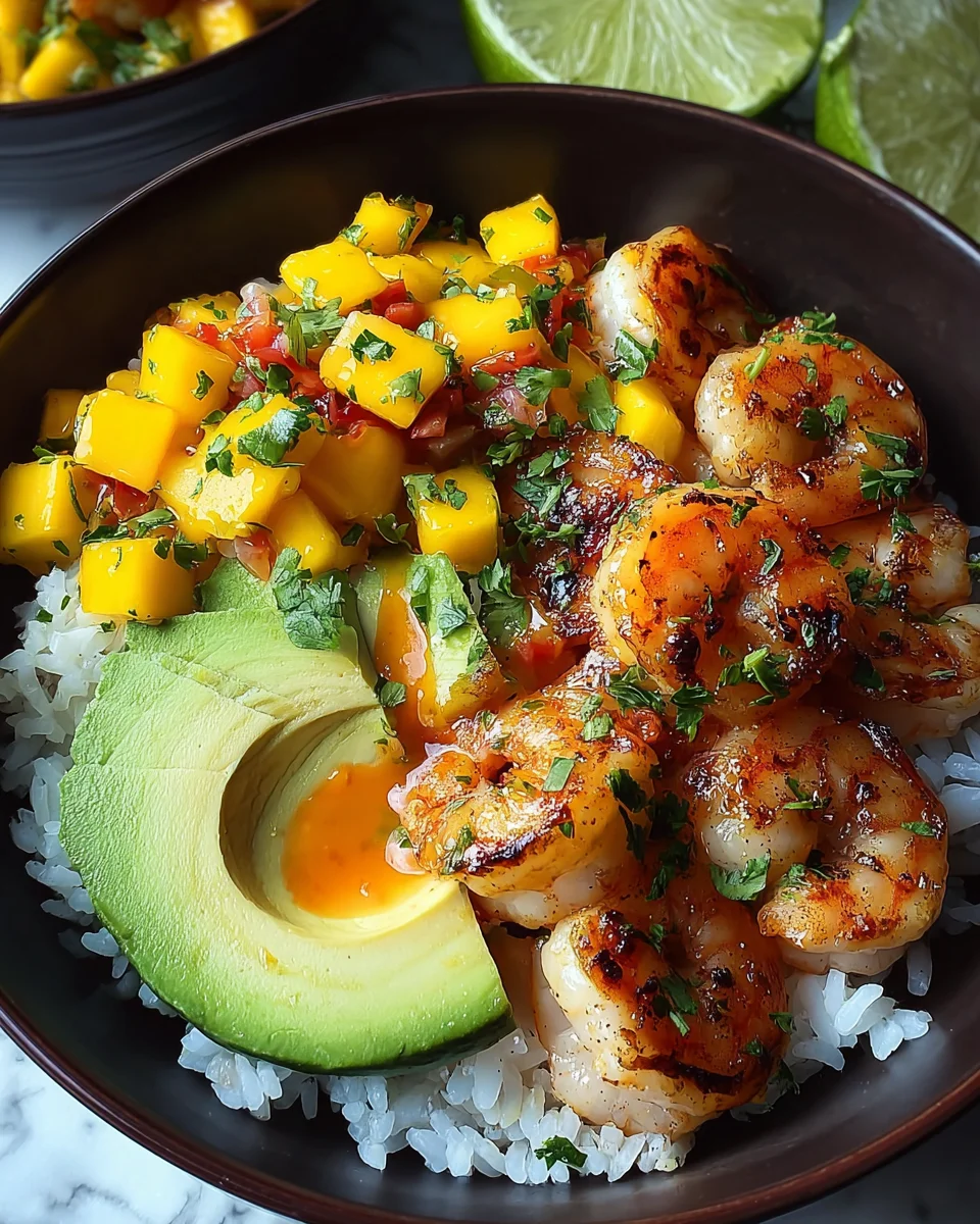 Shrimp and Avocado Bowls with Mango Salsa & Lime-Chili Sauce 19 Shrimp