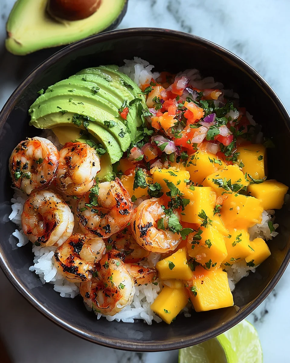 Shrimp and Avocado Bowls with Mango Salsa & Lime-Chili Sauce 20 Shrimp