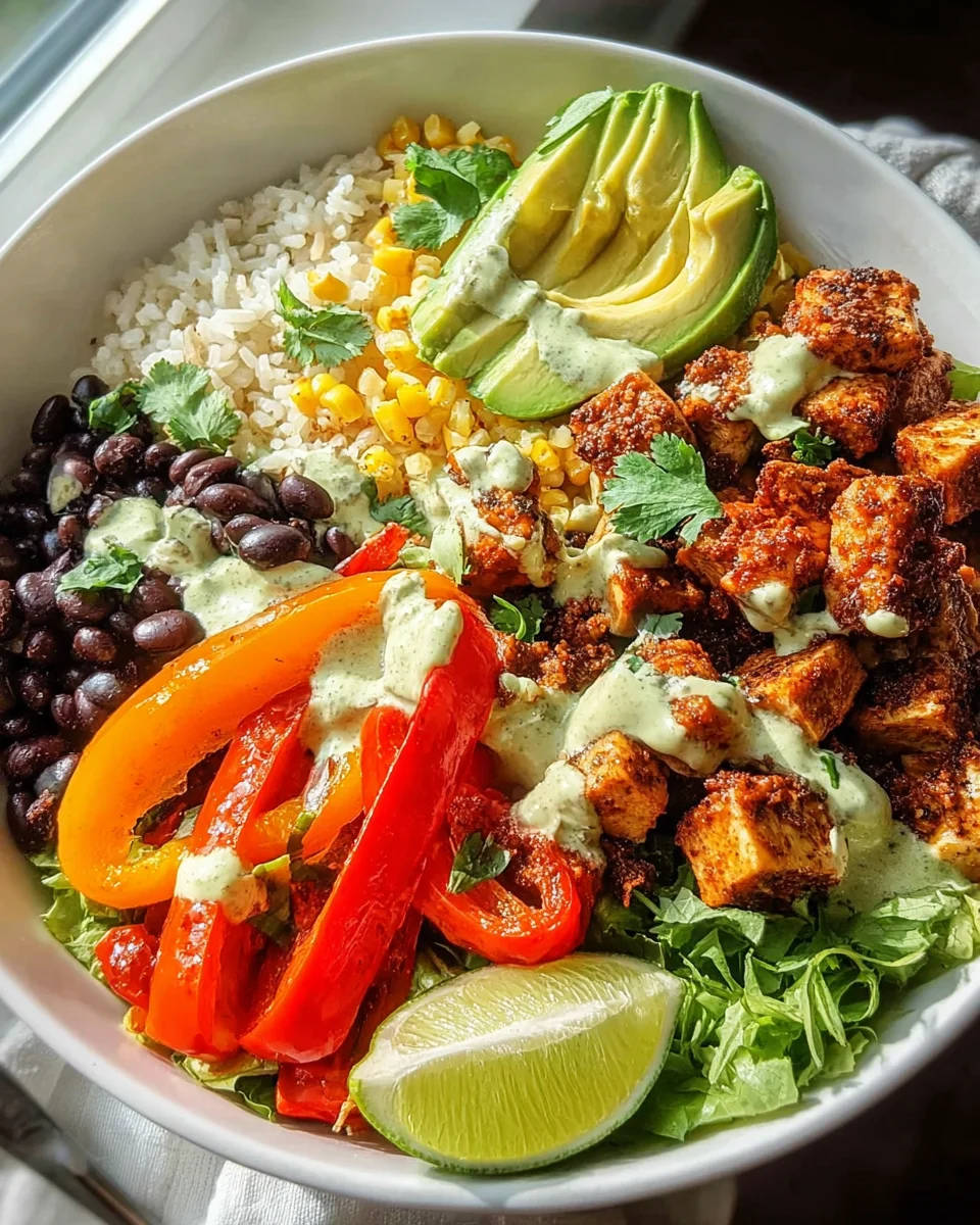 Spicy Baked Tofu Burrito Bowl