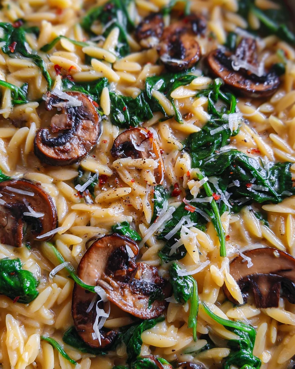 Spinach Mushroom Orzo