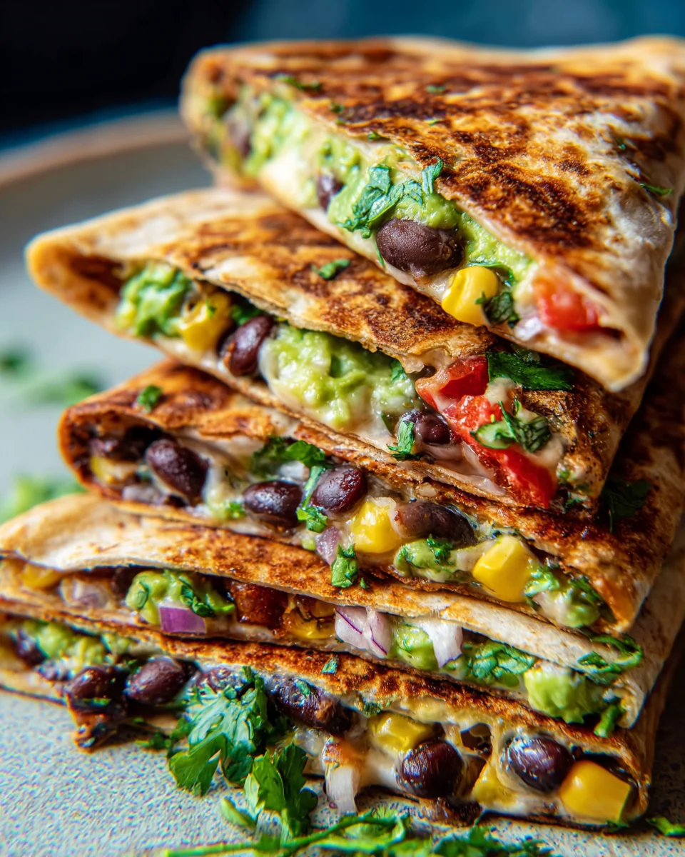 Vegan Quesadillas with Black Beans and Avocado