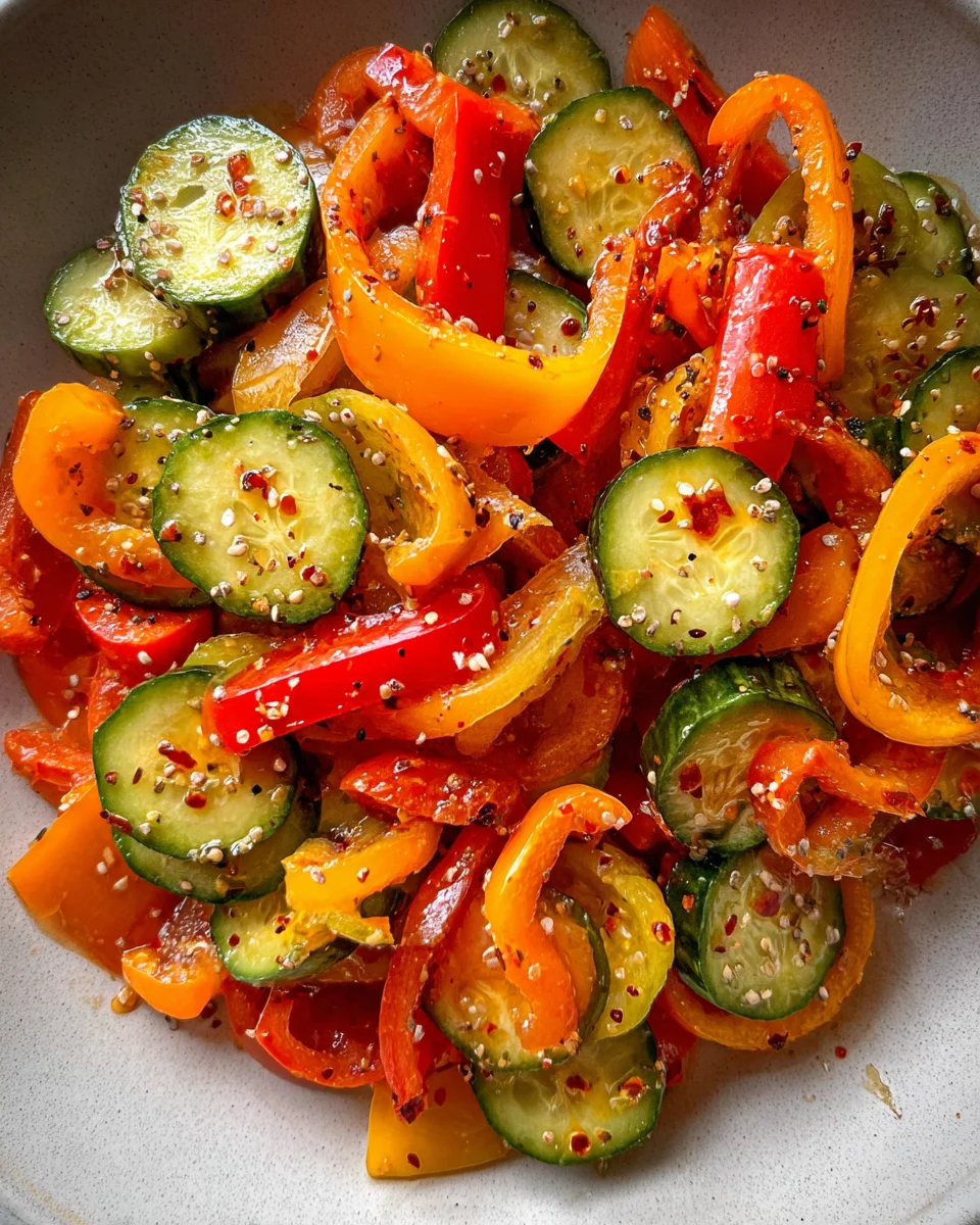 Viral TikTok Cucumber & Bell Pepper Salad