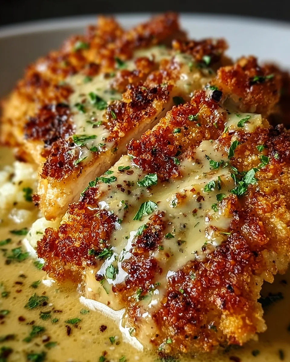 Crispy Parmesan Chicken with a Rich Garlic Sauce 16 Crispy