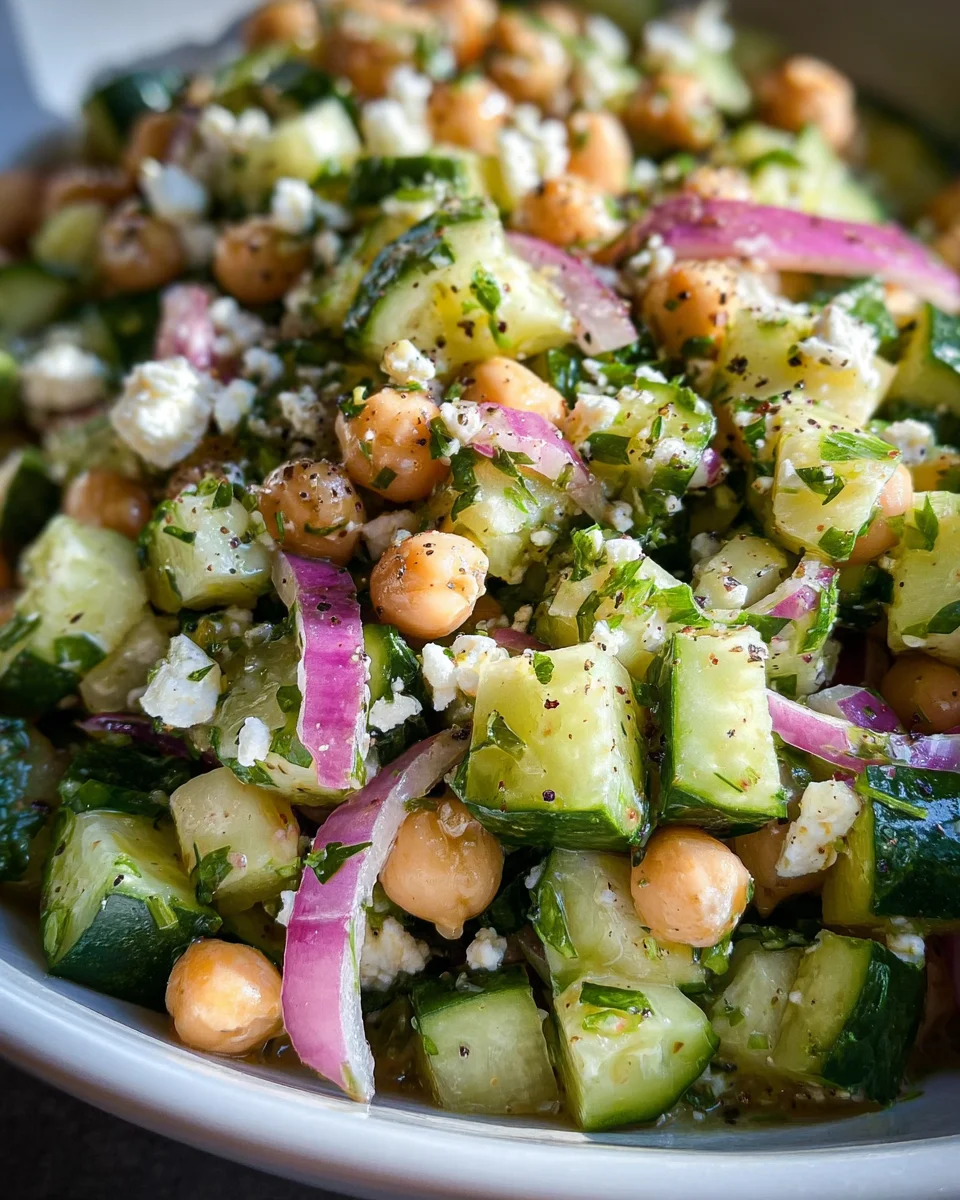 Herby Cucumber Salad with Feta and Chickpeas