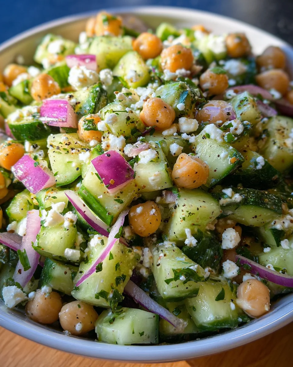 Herby Cucumber Salad with Feta and Chickpeas 21 Herby
