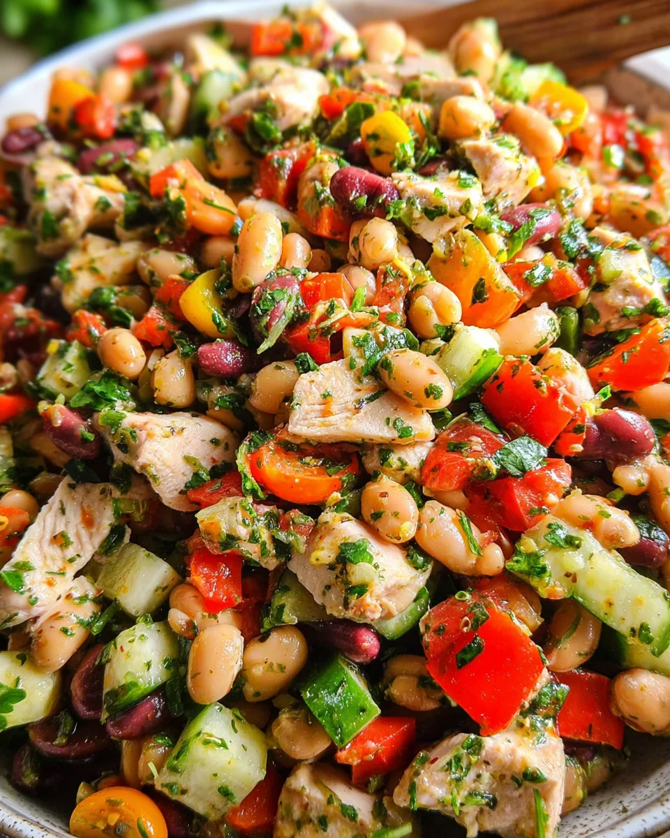 High-Protein Dense Bean Salad with Chicken