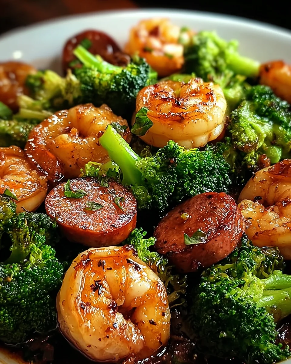Honey Garlic Shrimp, Sausage, and Broccoli