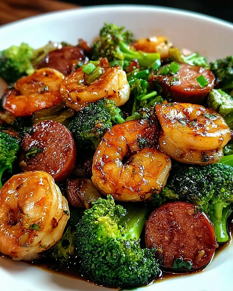 Honey Garlic Shrimp, Sausage, and Broccoli 22 Honey