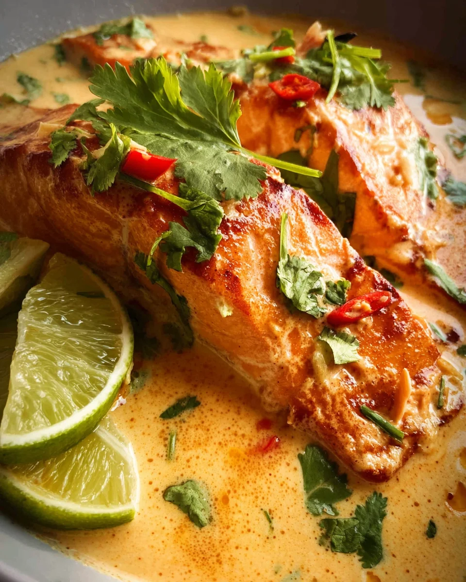 Poached Salmon in Coconut Lime Sauce