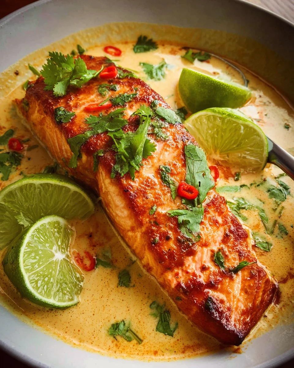 Poached Salmon in Coconut Lime Sauce 20 Poached