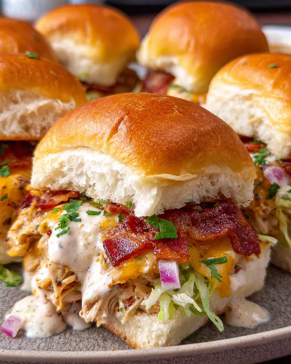 Bacon Ranch BBQ Chicken Sliders
