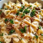 Beef and Bowtie Pasta with Alfredo Sauce 22 Beef and Bowtie Pasta with Alfredo Sauce