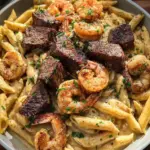 Blackened Steak and Shrimp Alfredo