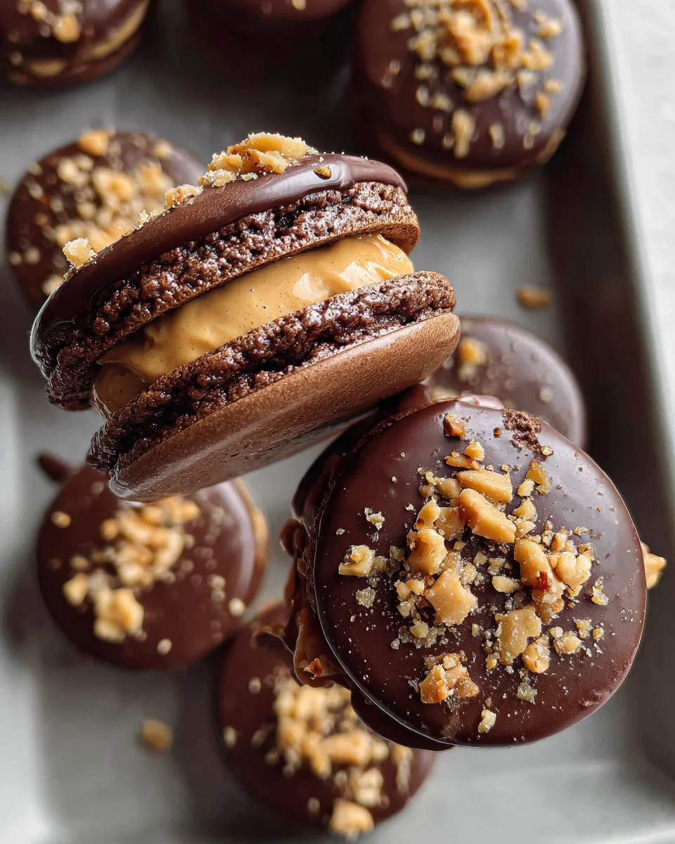 Chocolate Peanut Butter Macarons