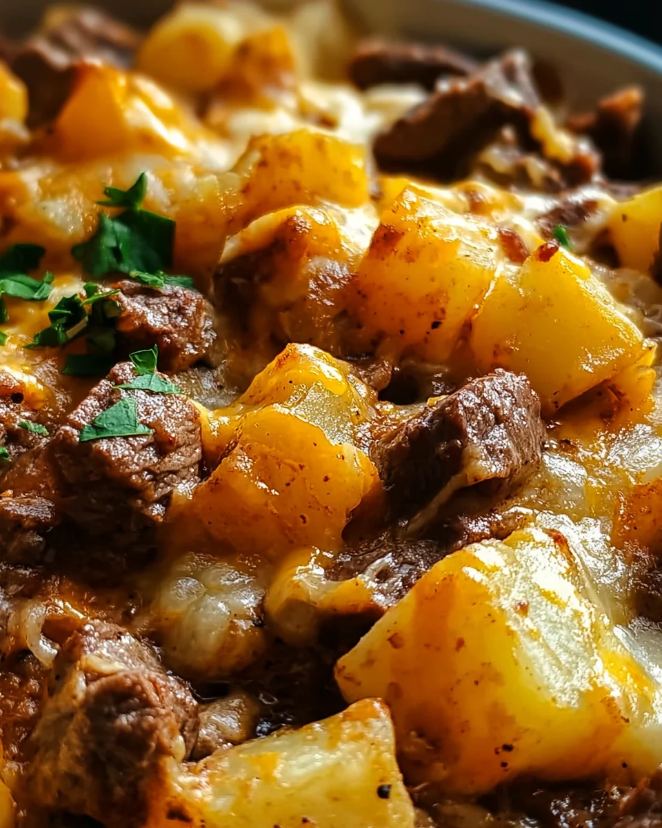 Crockpot Loaded Steak and Potato Bake Recipe