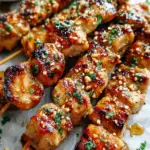 Easy Grilled Asian Chicken Skewers with Honey Garlic Sauce