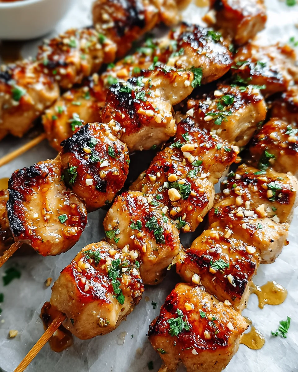 Easy Grilled Asian Chicken Skewers with Honey Garlic Sauce