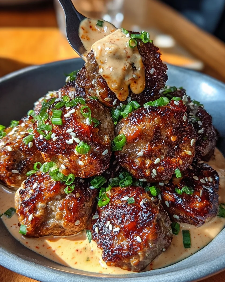 Korean BBQ Meatballs with Spicy Mayo Dip