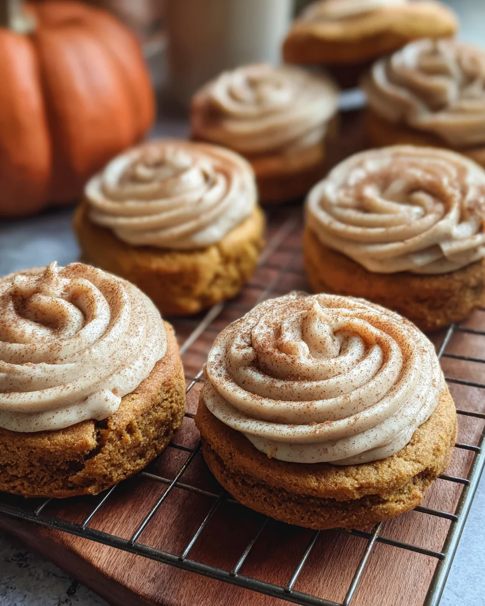 Soft Pumpkin Cookies with Cinnamon Frosting