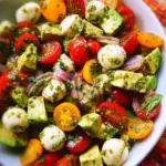 Tomato Cucumber Avocado Salad with Mozzarella and Basil Pesto 20 Tomato Cucumber Avocado Salad with Mozzarella and Basil Pesto