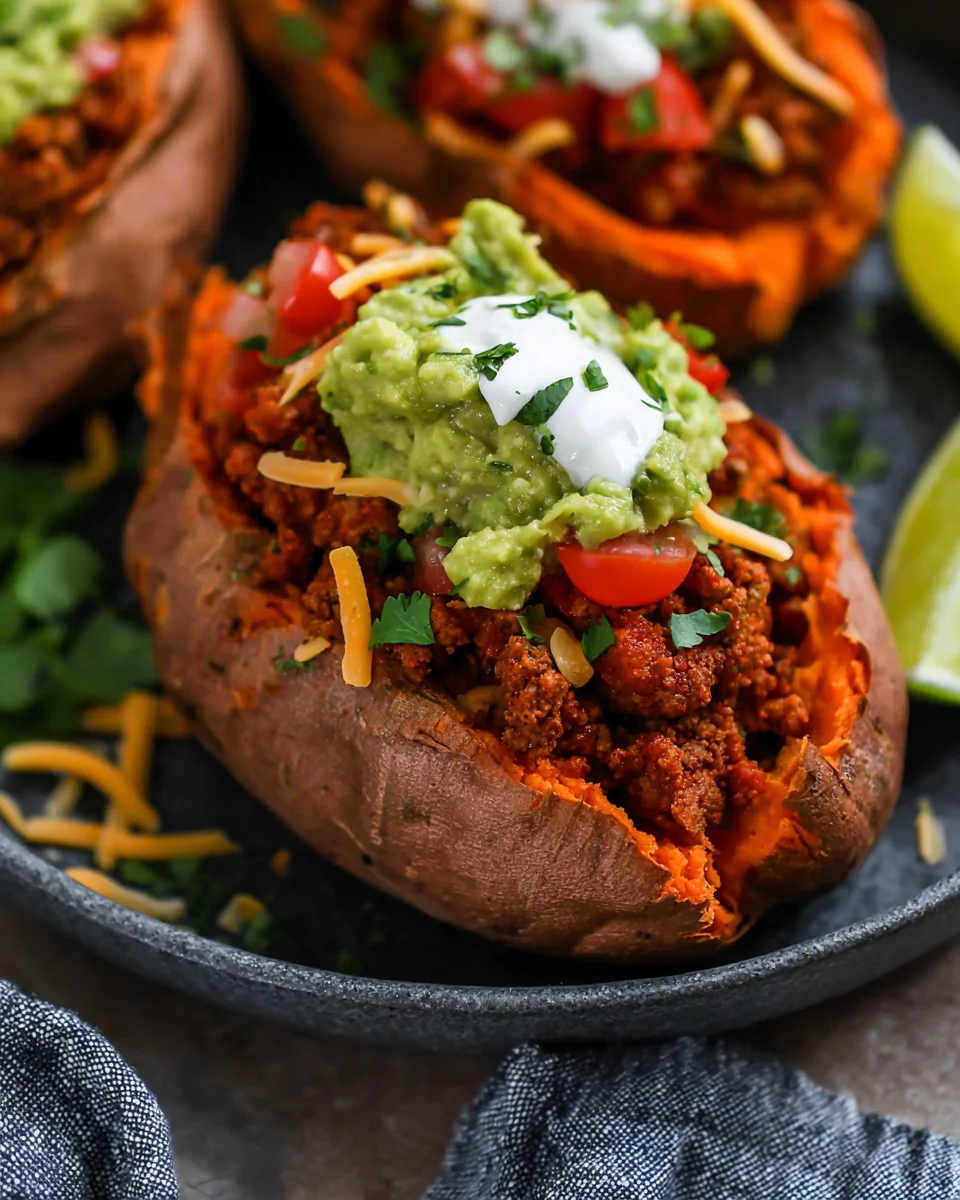 Turkey Taco Stuffed Sweet Potatoes