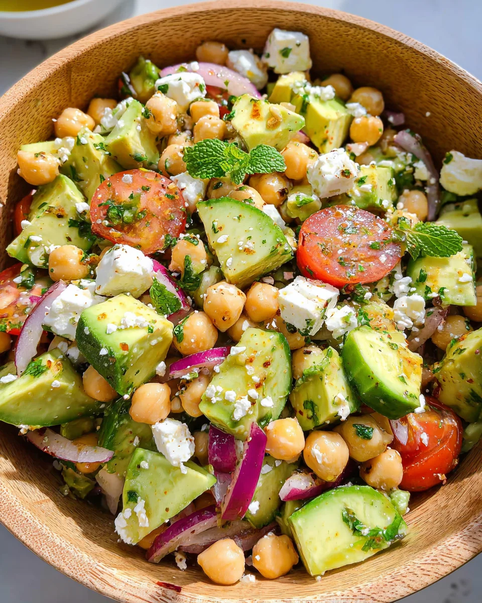 Chickpea Feta Avocado Salad