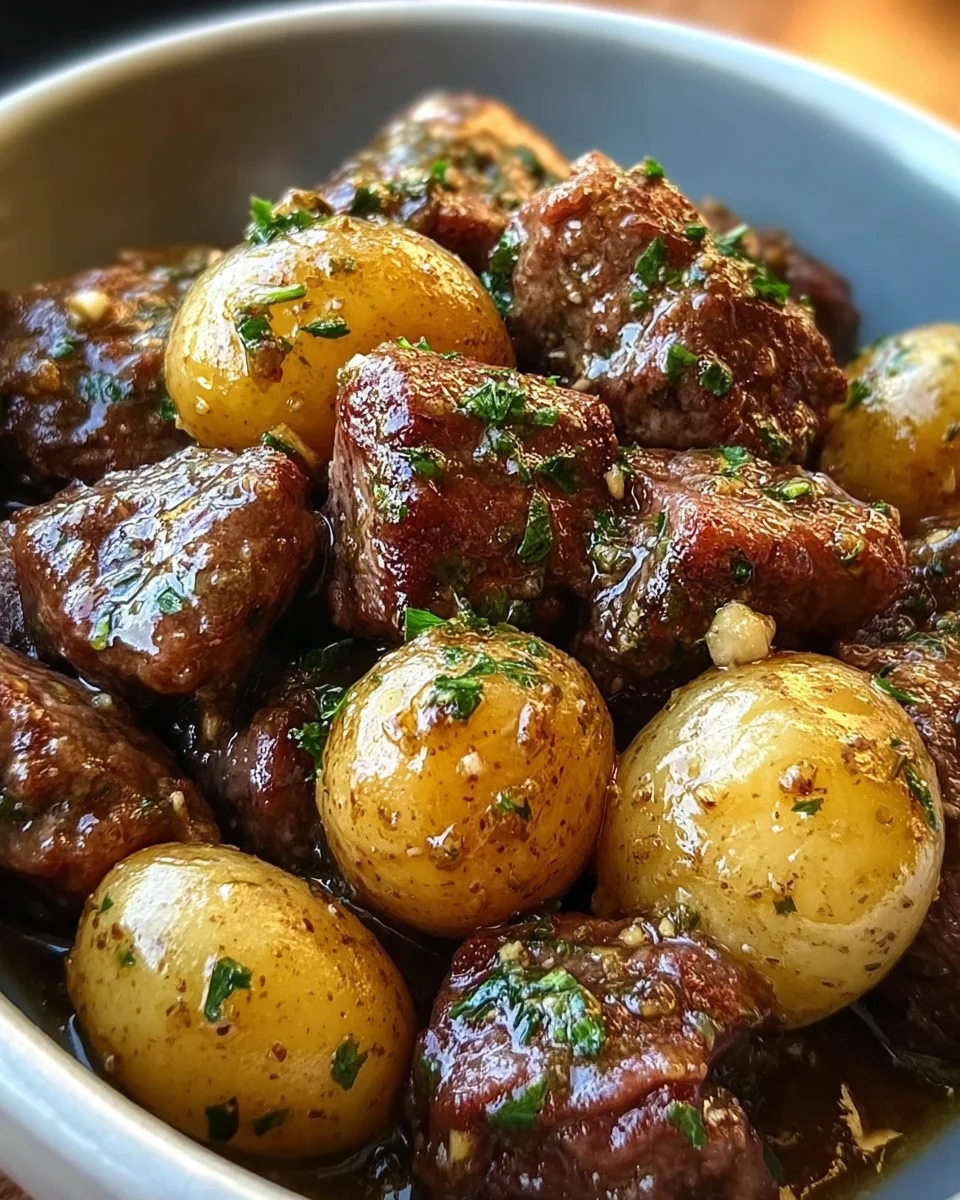 Garlic Butter Beef Bites with Potatoes