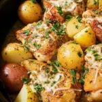 Garlic Parmesan Crockpot Chicken and Potatoes