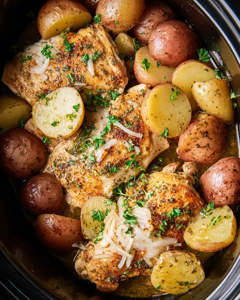 Garlic Parmesan Crockpot Chicken and Potatoes 21 Garlic