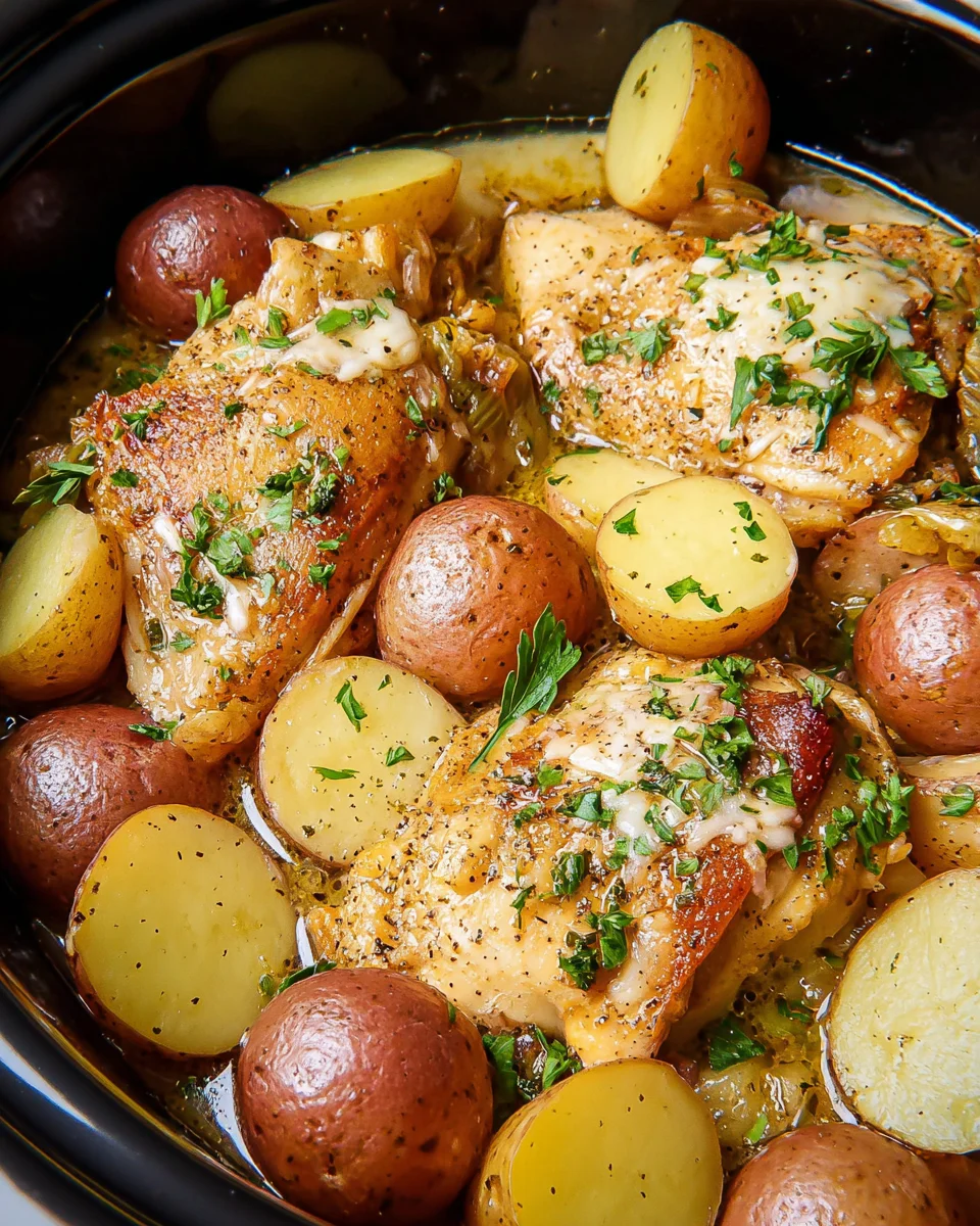 Garlic Parmesan Crockpot Chicken and Potatoes 22 Garlic