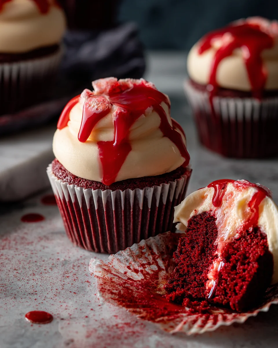 Vampire Bite Halloween Cupcakes