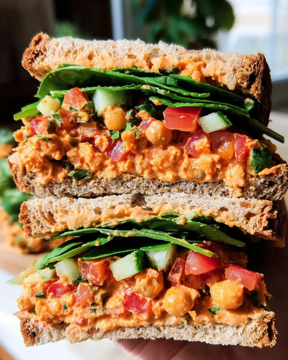Vegan Buffalo Chickpea Salad Sandwich 16 Vegan