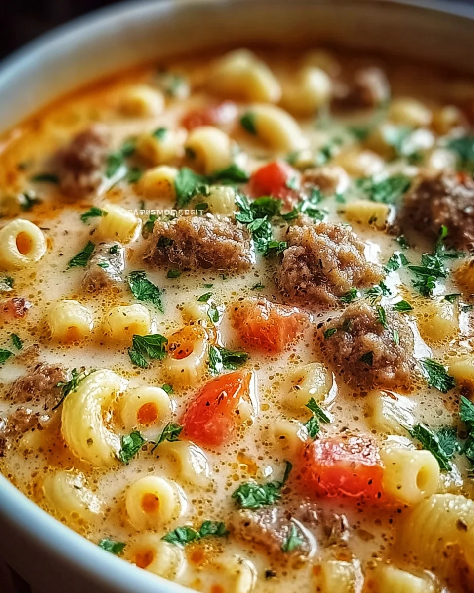 Creamy Parmesan Italian Sausage Ditalini Soup