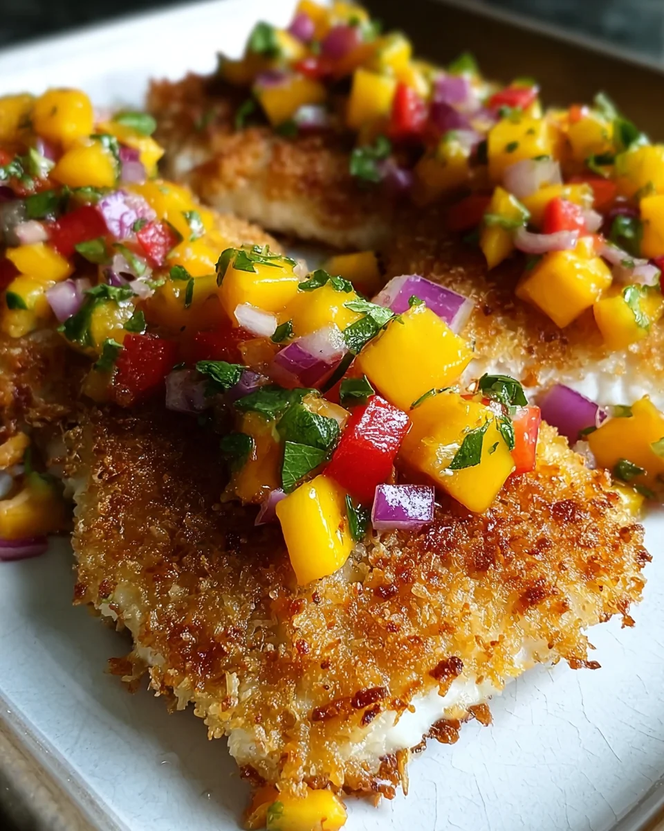 Tropical Coconut Crusted Fish with Mango Salsa 30 Tropical Coconut Crusted Fish with Mango Salsa