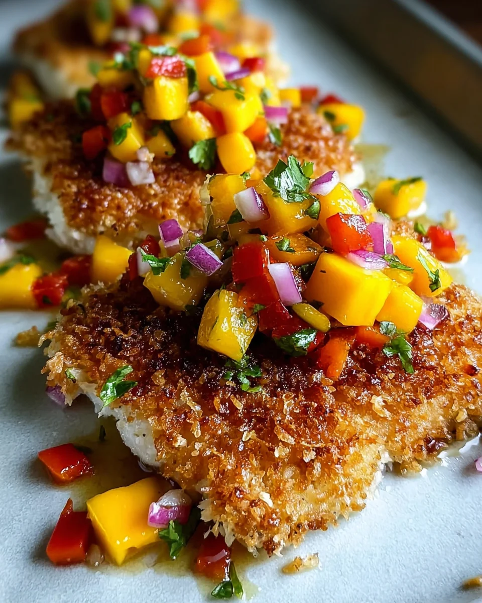 Tropical Coconut Crusted Fish with Mango Salsa 27 Tropical