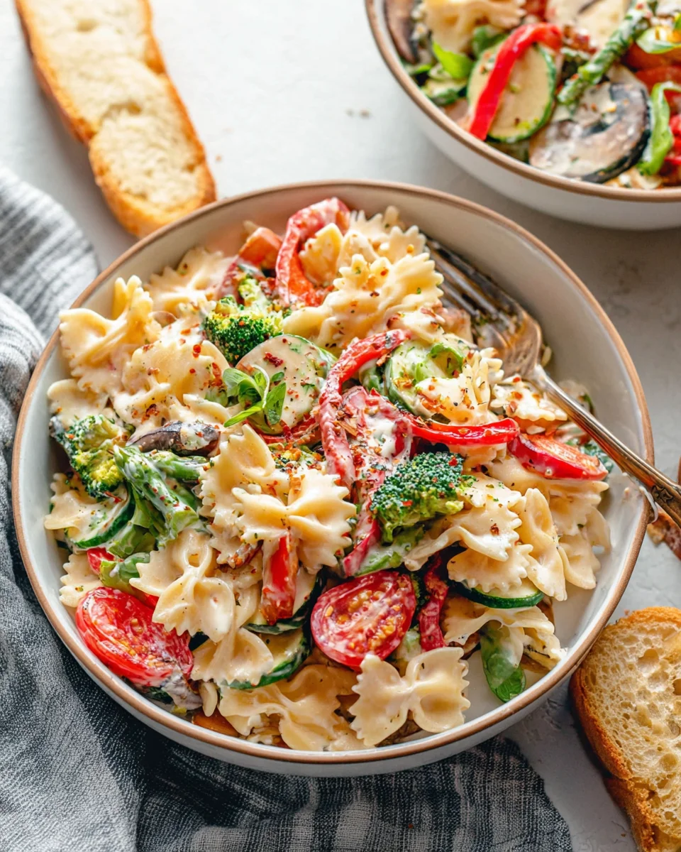 Vegan Pasta Primavera with Creamy Garlic Cashew Sauce 19 Vegan