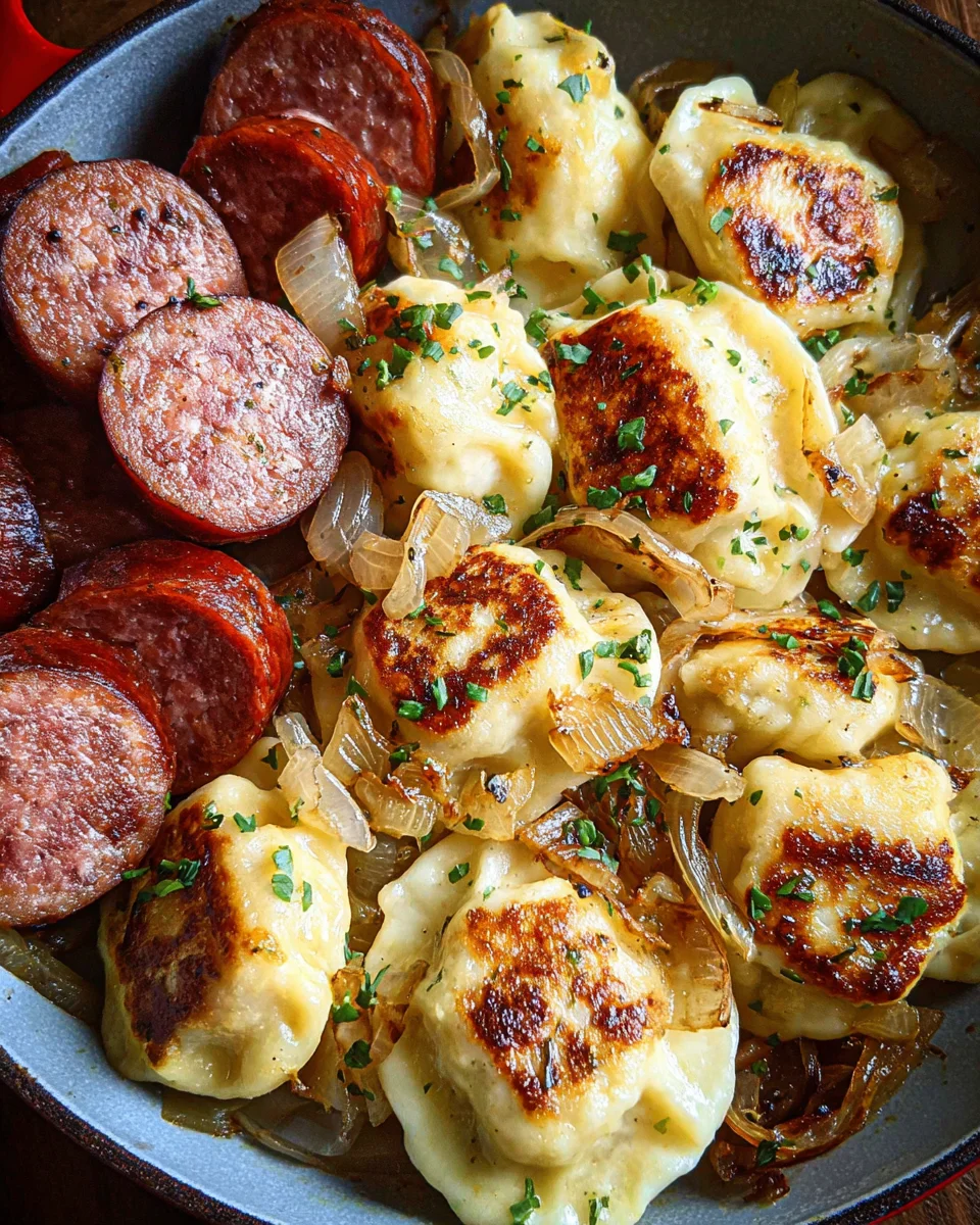 Pierogies and Kielbasa 16 Pierogies and Kielbasa