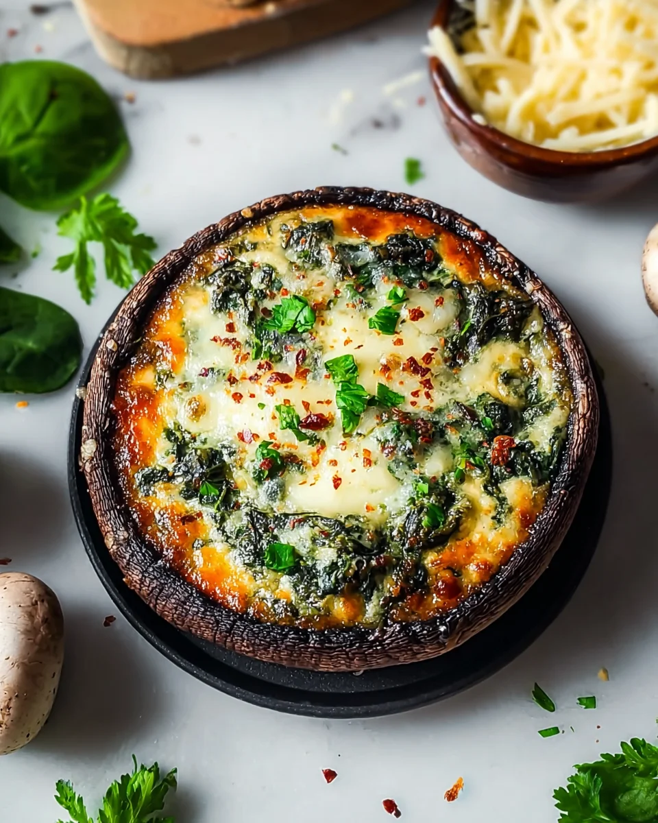 Spinach and Cheese Stuffed Portobello Mushroom